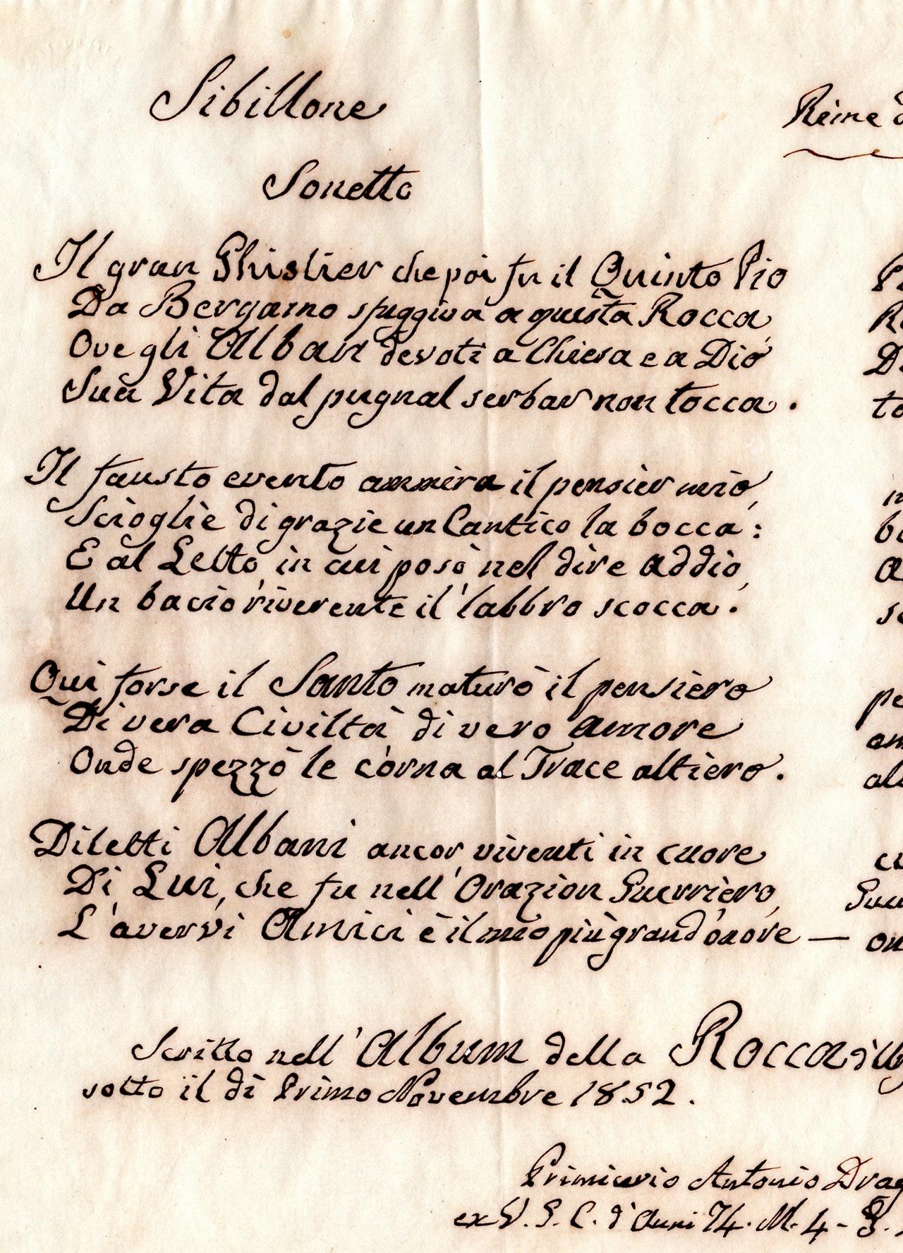 Sonetto di Antonio Dragoni nel quale viene nominato Pio V